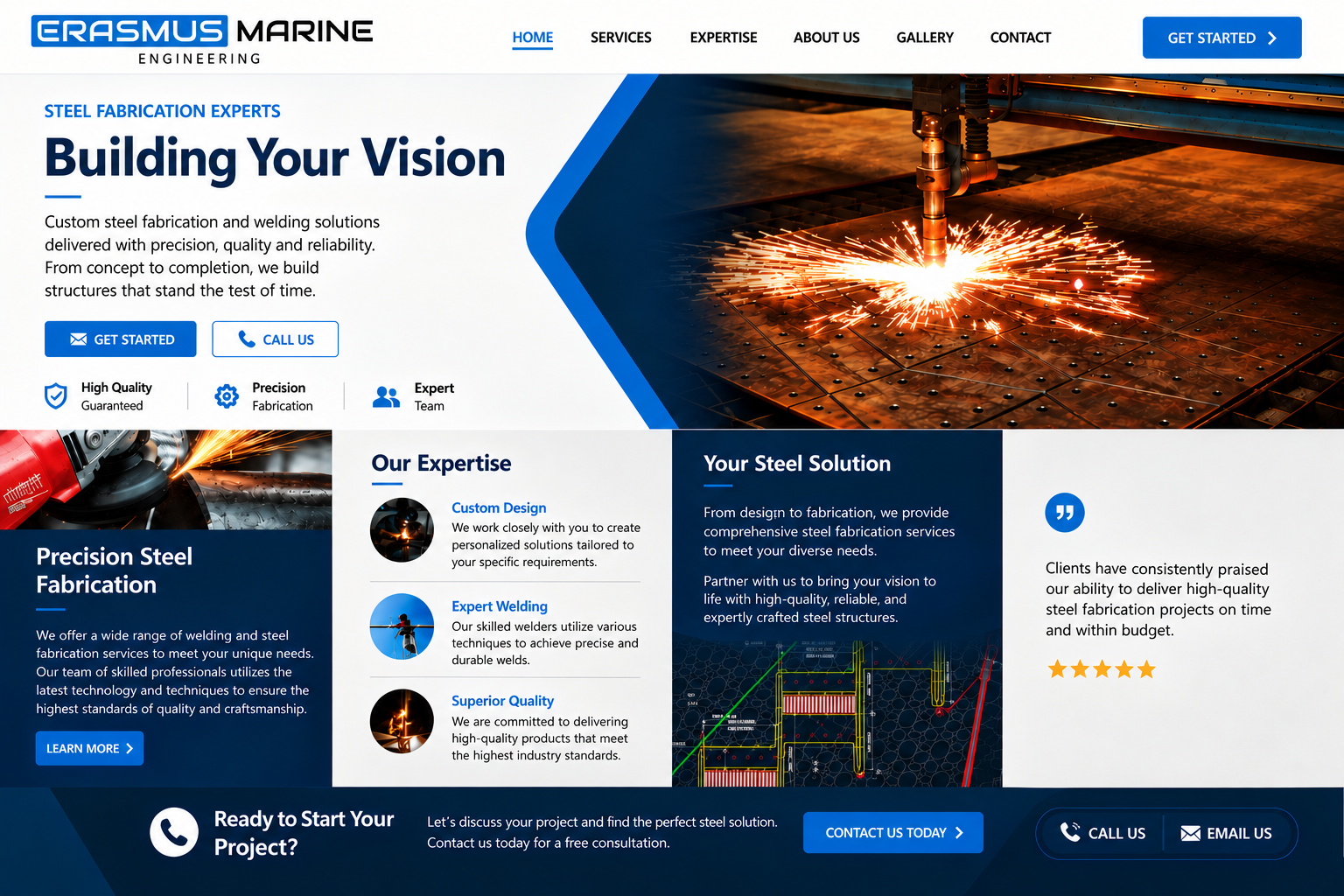 Erasmus Marine Engineering steel fabrication homepage